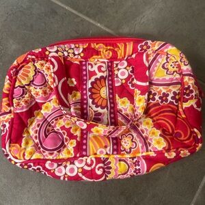 Vera Bradley Red Pink Floral Quilted Pouch